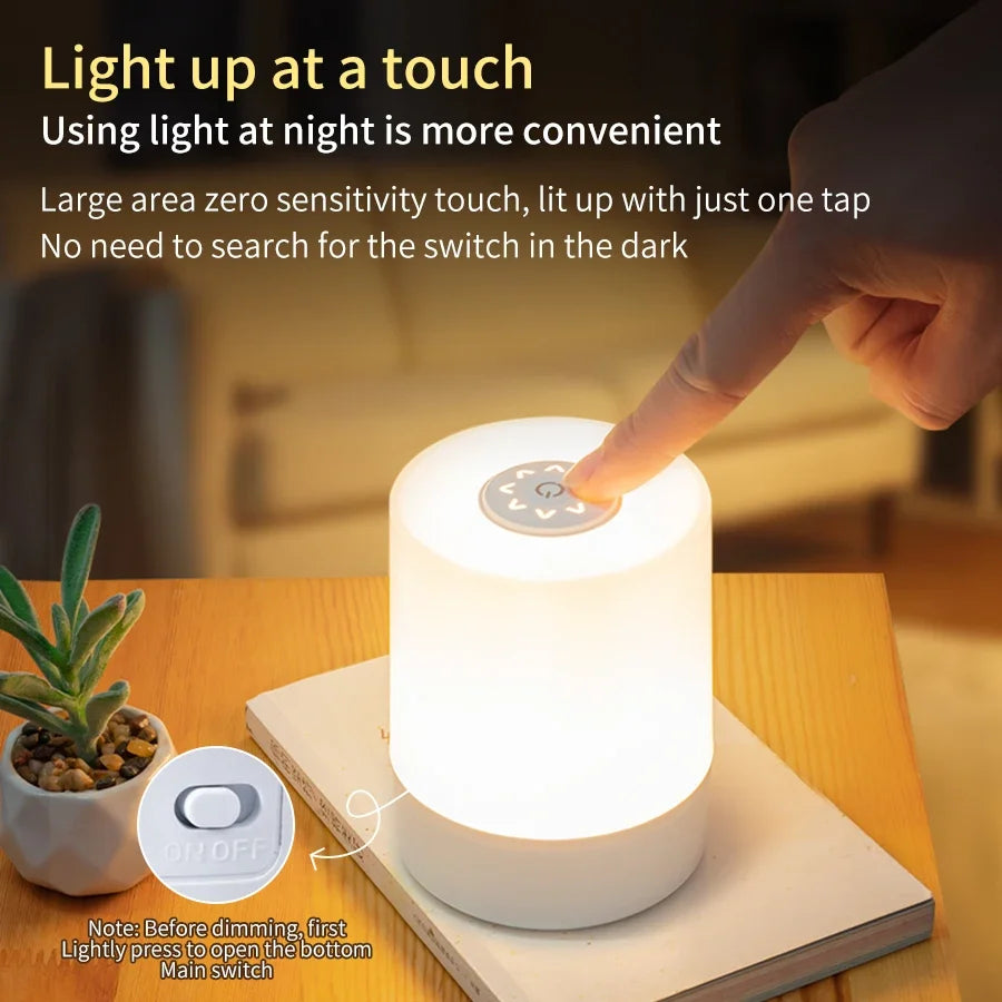 Dimmable LED Touch Night Light – Rechargeable Bedside Lamp