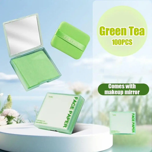 100-Pack Face Oil Blotting Sheets with Mirror Box – Men & Women Oil Blotting Sheets Oasis Select