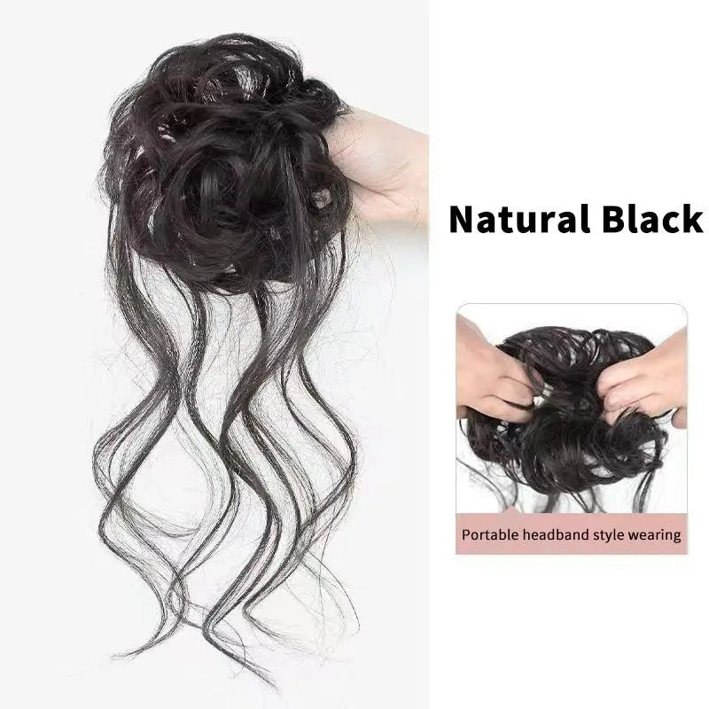 Wispy Dragon Bun Hair Extension – Messy Curly Clip-On Updo