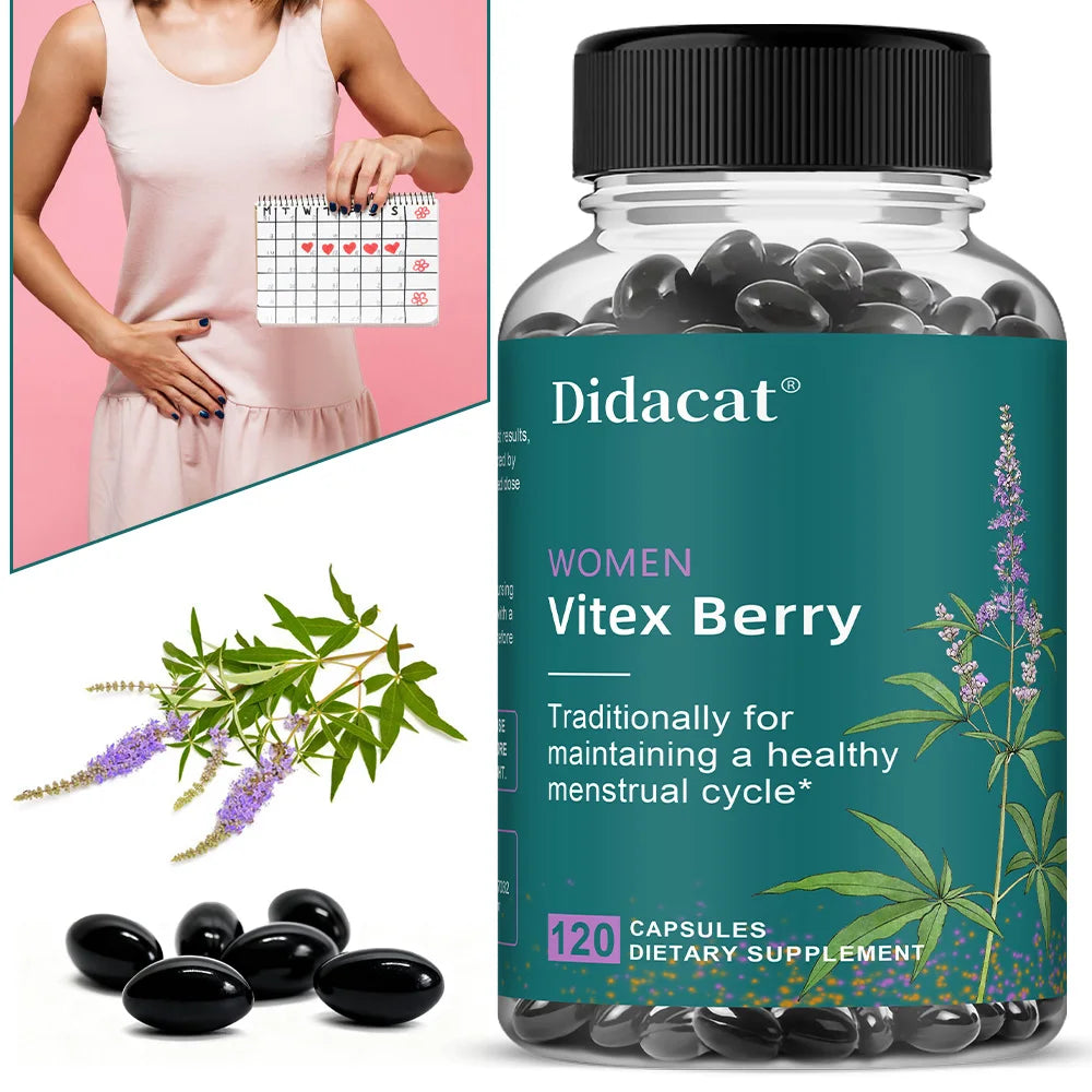 Vitex Berry Extract Capsules, Herbal Nutritional Supplement for Women Menopause, Supports Sleep, Gentle Physical & Emotional Peaceful Pleasures Health and Wellness