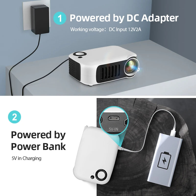 AUN A2000 Mini LED Projector – 1080P Portable Home Theater Peaceful Pleasures Health and Wellness