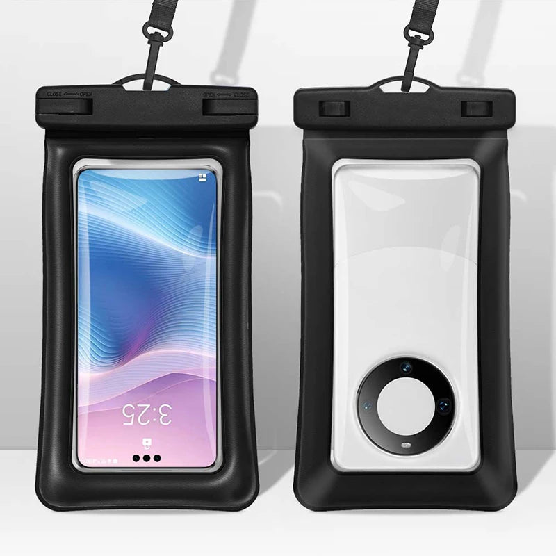 IPX8 waterproof mobile phone bag transparent pouch for swimming bag phone waterproof case underwater phone case waterproof pouch Peaceful Pleasures Health and Wellness Black(7.2 inch)