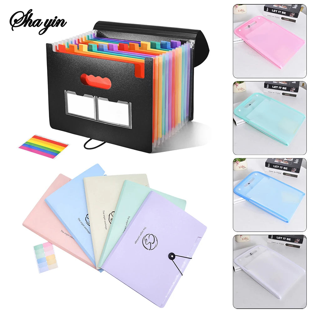 Handheld Organ Bag Folder A4 Large Capacity Student Exam Paper Storage Bag 13 Layers Ticket File Classification Storage Bag Peaceful Pleasures Health and Wellness