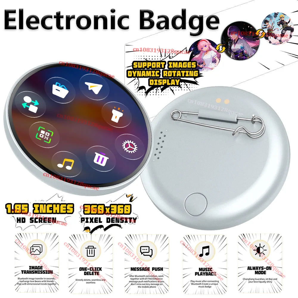Smart E-Badge 1.85" HD Screen – Display GIFs, Photos & Videos