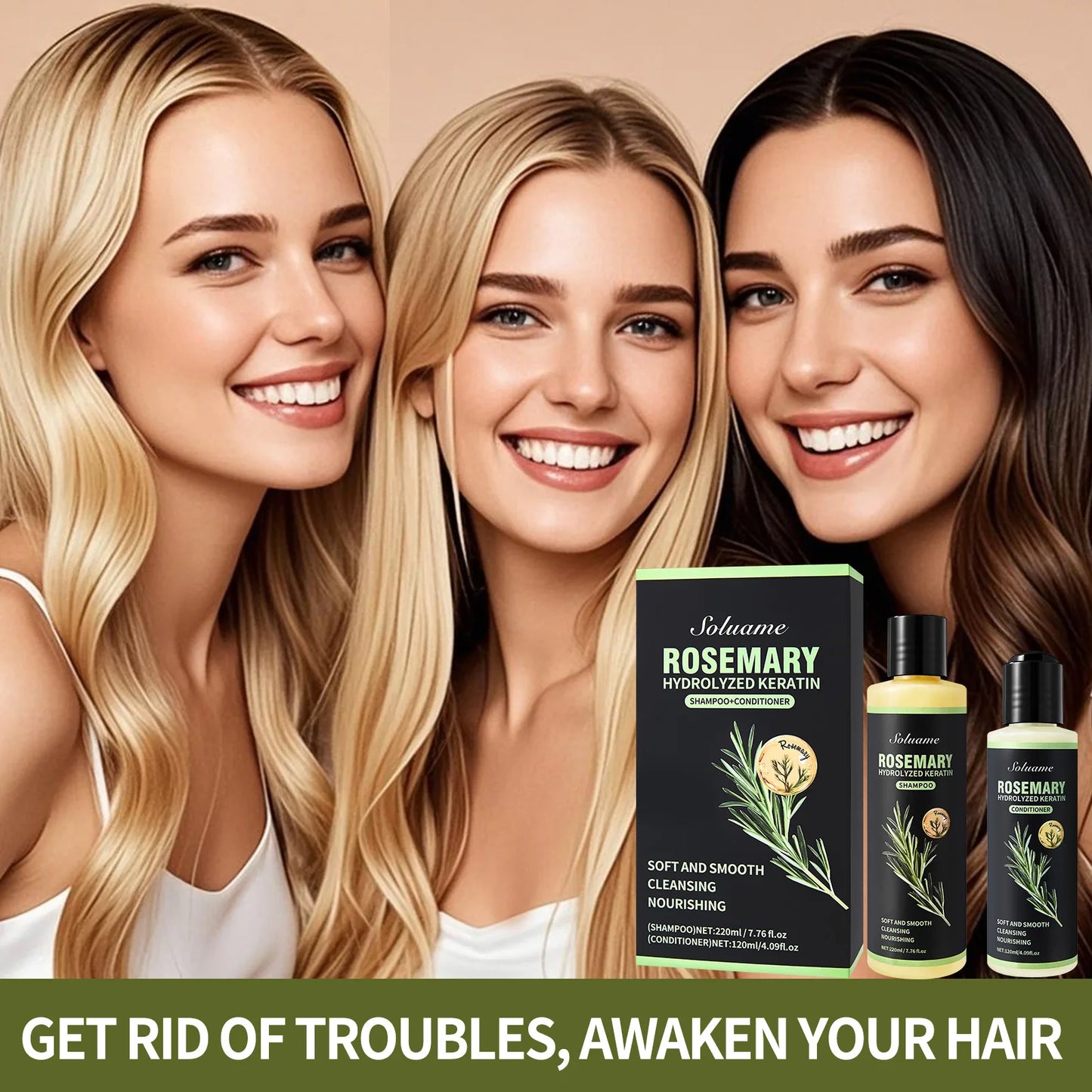 Rosemary Keratin Shampoo Conditioner Set for Care Peaceful Pleasures Health and Wellness