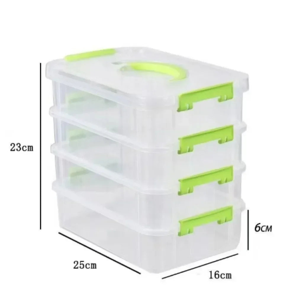 4-Layer Transparent Partitioned Drawer Storage Box | Portable