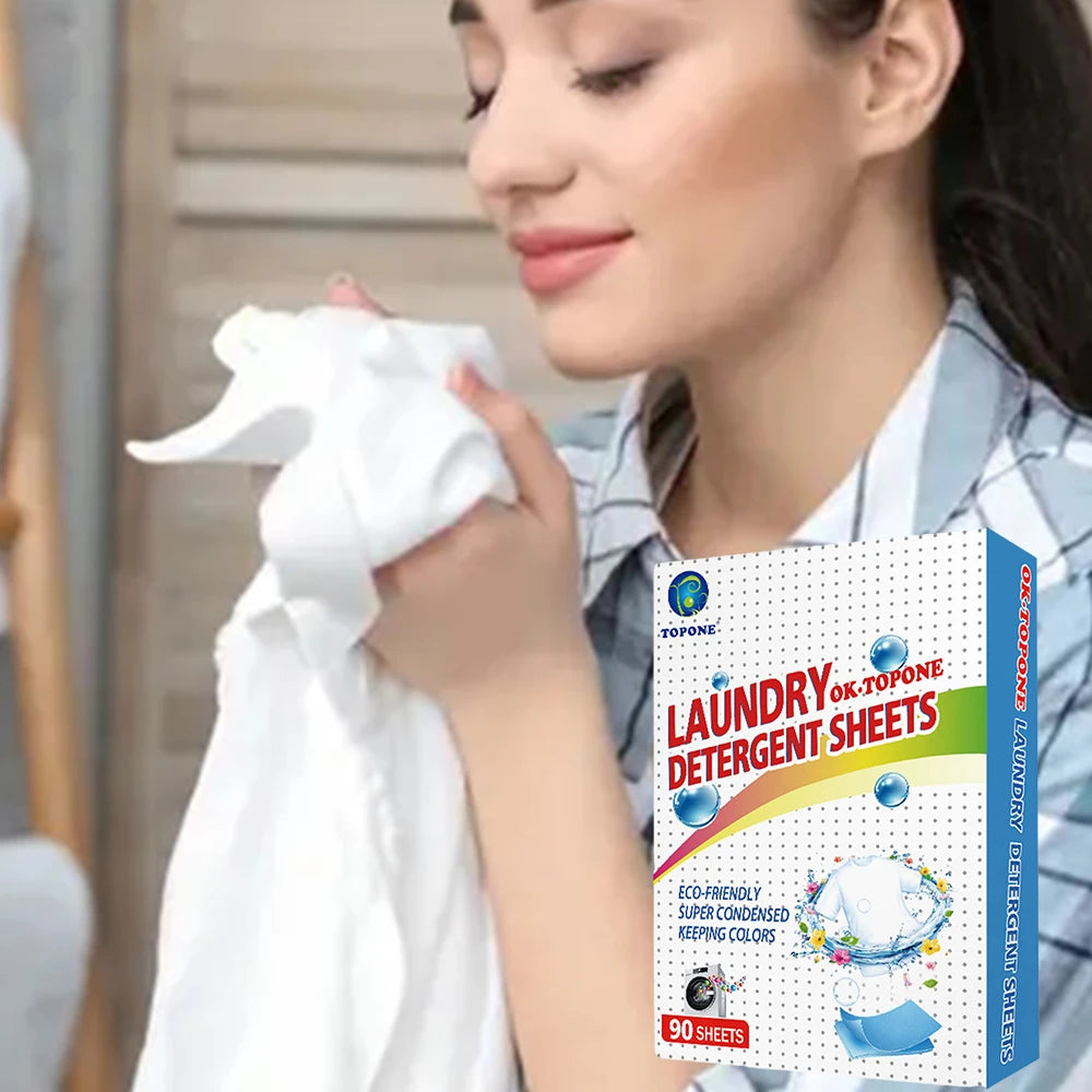 90 pcs Washer Sheets Detergent Laundry Sheets Eco-Friendly Laundry Soap No Waste Laundry Detergent Stain Remover Liquid Peaceful Pleasures Health and Wellness