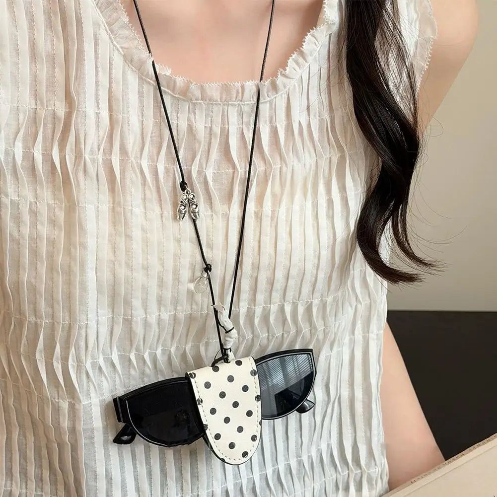 Anti-lost Glasses Storage Lanyard Necklace Polka Dot Print Eyeglass Clip Portable Sunglasses Key Hanging Storage Bag Accessory Peaceful Pleasures Health and Wellness