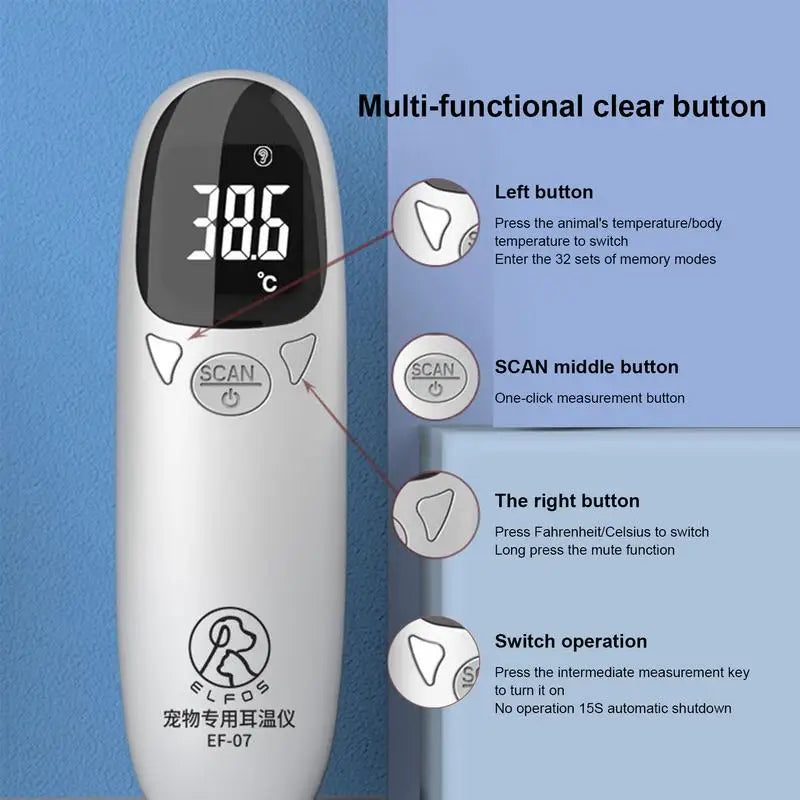 Non-Contact Digital Pet Ear Thermometer for Dogs & Cats