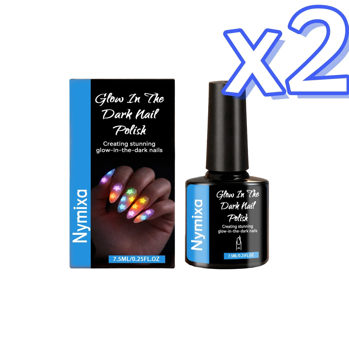Fluorescent Nail Polish Glow In Dark Gel Colorful DIY Manicure Create Party Atmosphere Neon Luminous Top Coat Nails Polish Pens Peaceful Pleasures Health and Wellness Sky Blue x 2