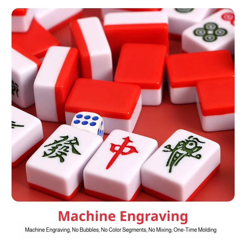 Mini Portable Chinese Mahjong Game Tiles Compact Board Family Outdoor