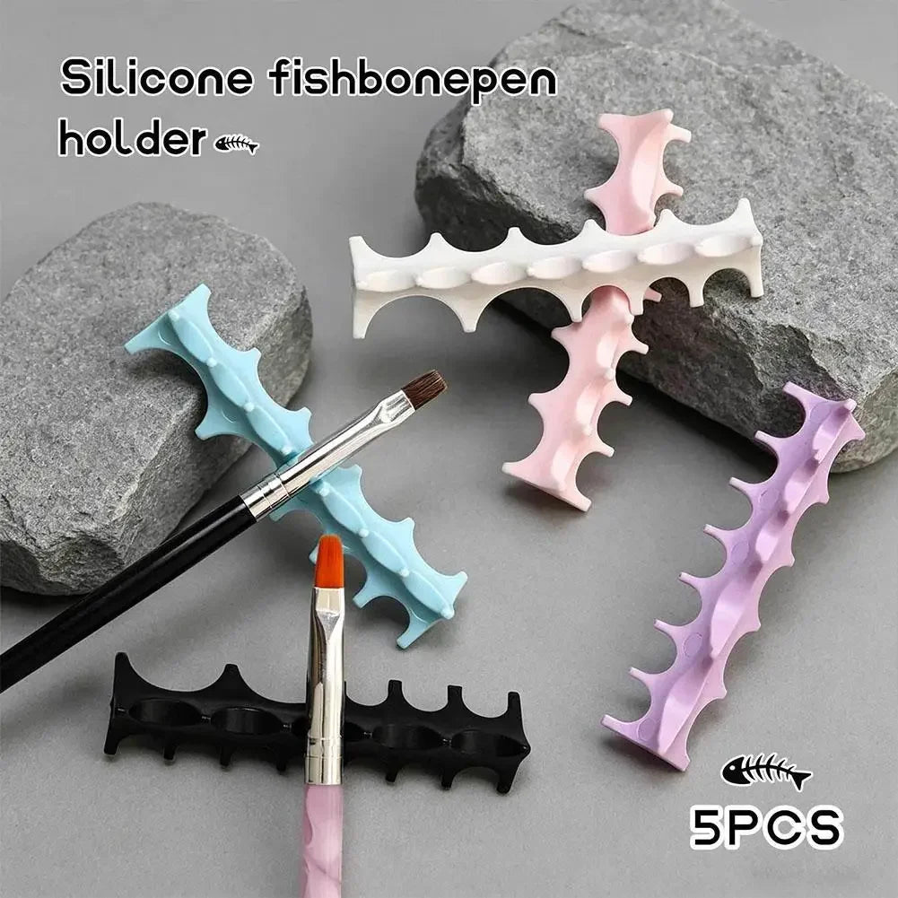 Soft Silicone Nail Pen Holder Brush Rack Shelf UV Gel Brush Display Stand Makeup Painting Pen Rest Organizer Nail Art Manicure Peaceful Pleasures Health and Wellness