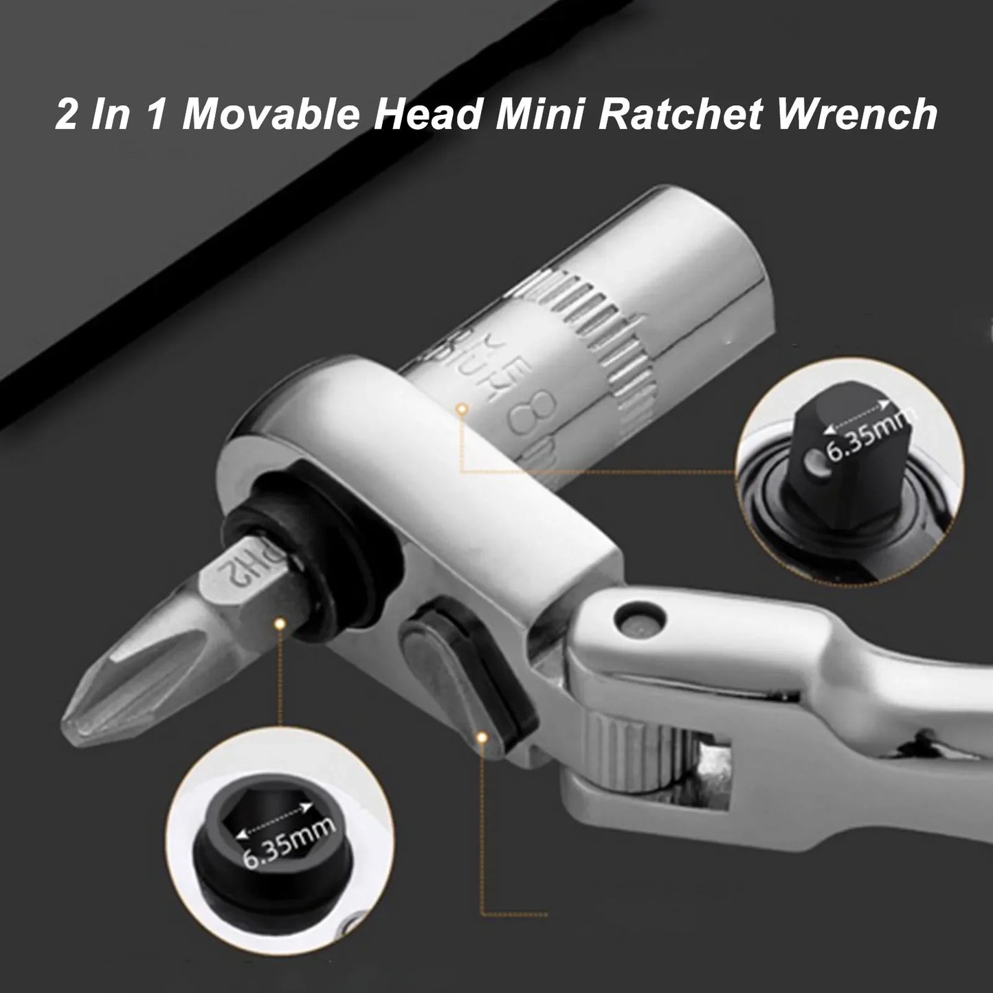 Movable Head Ratchet Wrench 1 72 Teeth Socket Spanner