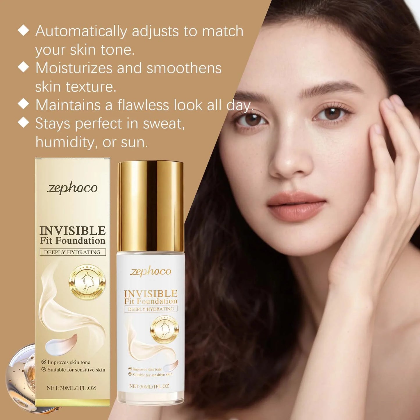 Zephoco 2-in-1 Color Changing Foundation | Full Coverage Matte