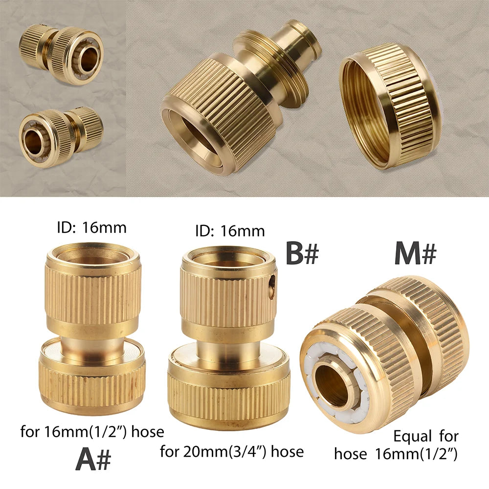Quick Connector Water Pipe Tap Adaptor Fitting for 1/2"3/4"3/8"1/4" Irrigation Tube Water Stop Repair Joints Brass Garden Hose Peaceful Pleasures Health and Wellness