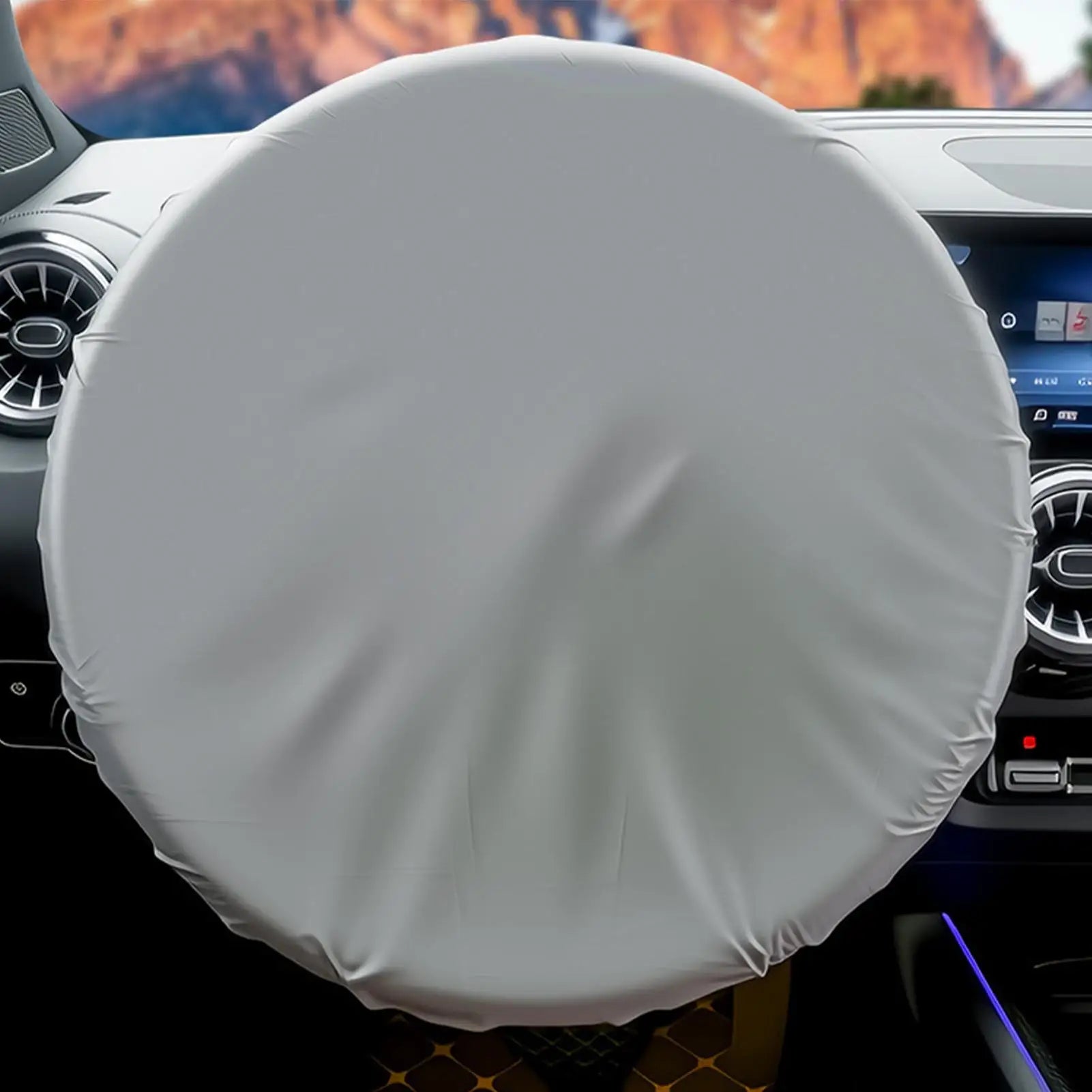 16.53 Inch Silver Coated Car Steering Wheel Sun Shade Cover Universal UV Protection Shield Cooling for Sedan SUV RV Truck Peaceful Pleasures Health and Wellness