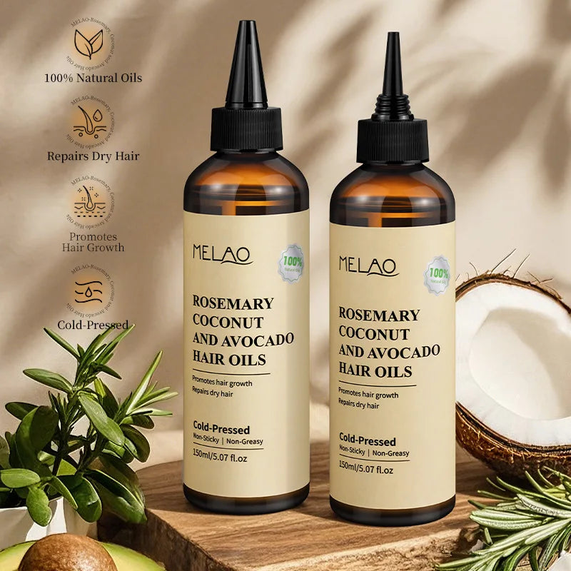 150ml Rosemary Coconut And Avocado Hair Scalp Treatment Hair Growth Oil Nourishing Hair Serum for Shine Strength All Hair Types Peaceful Pleasures Health and Wellness