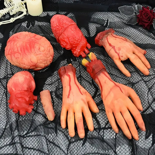 Halloween Fake Human Limbs Props – Hands, Feet, Brain & Heart Halloween Decoration Props Oasis Select