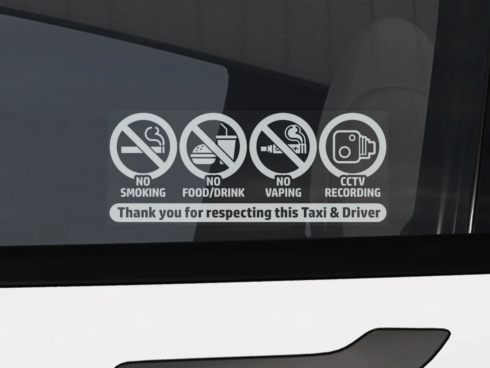 4Packs 100x50mm No Smoking, Vaping, Food CCTV Window Sticker, Taxi Sign Car Vehicle Peaceful Pleasures Health and Wellness black