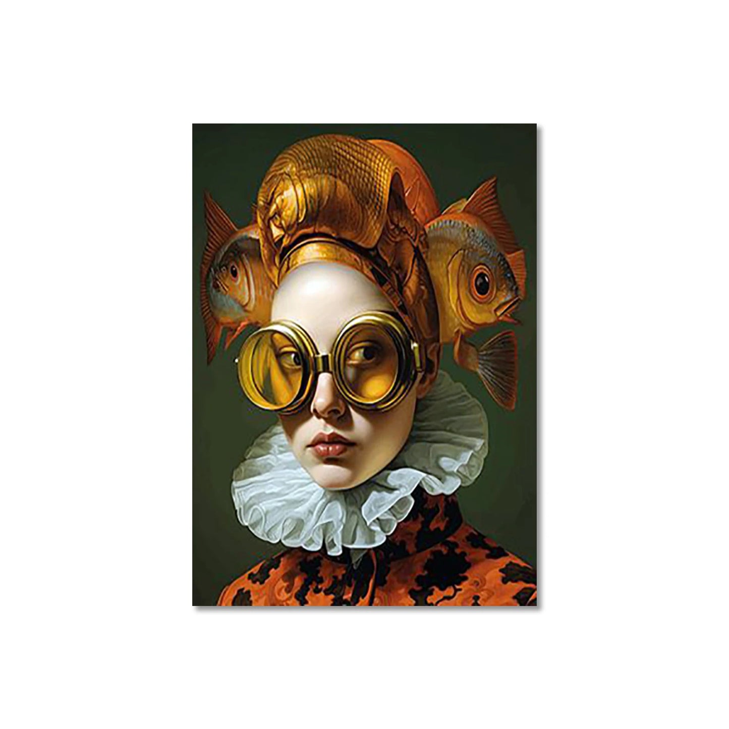 Cartoon Childlike Girl Wearing Glasses in Water Illustration Wall Art Canvas Painting Poster for Living Room Home Decor Trends Peaceful Pleasures Health and Wellness QP10897-3 50x75cm No Frame