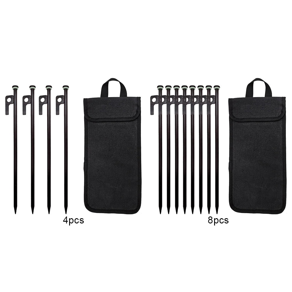 Forged Steel Tent Stakes 4/8Pcs – 30cm Heavy Duty Pegs & Bag