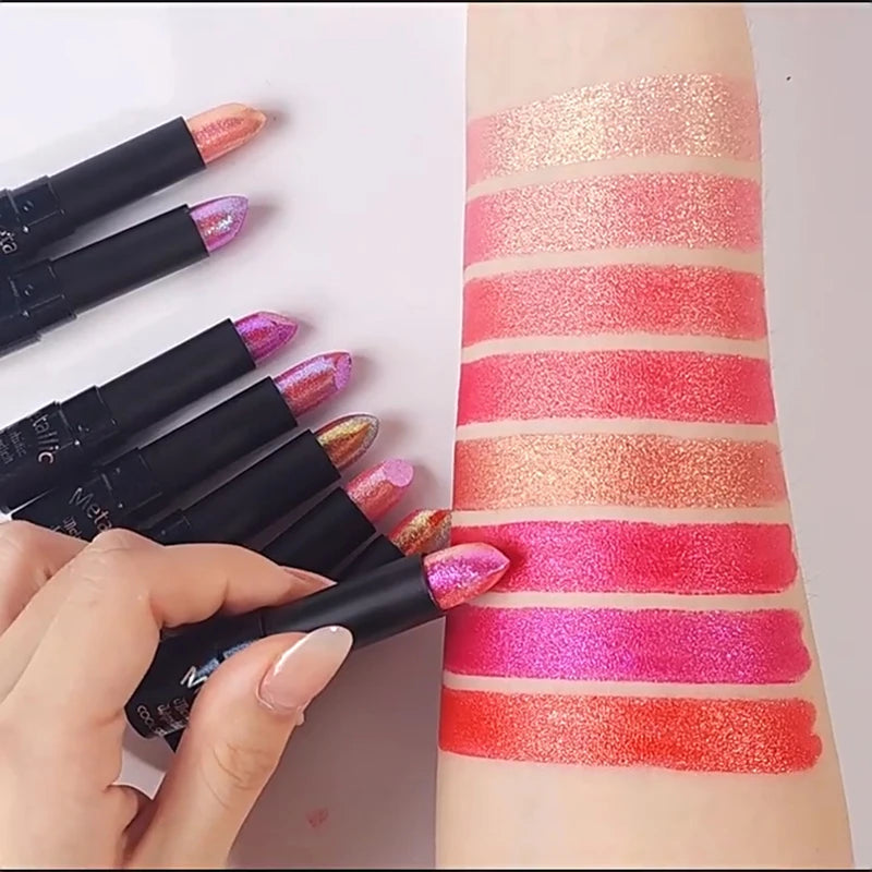 Metallic Glitter Velvet Lipstick – Waterproof Long-Lasting Shimmer