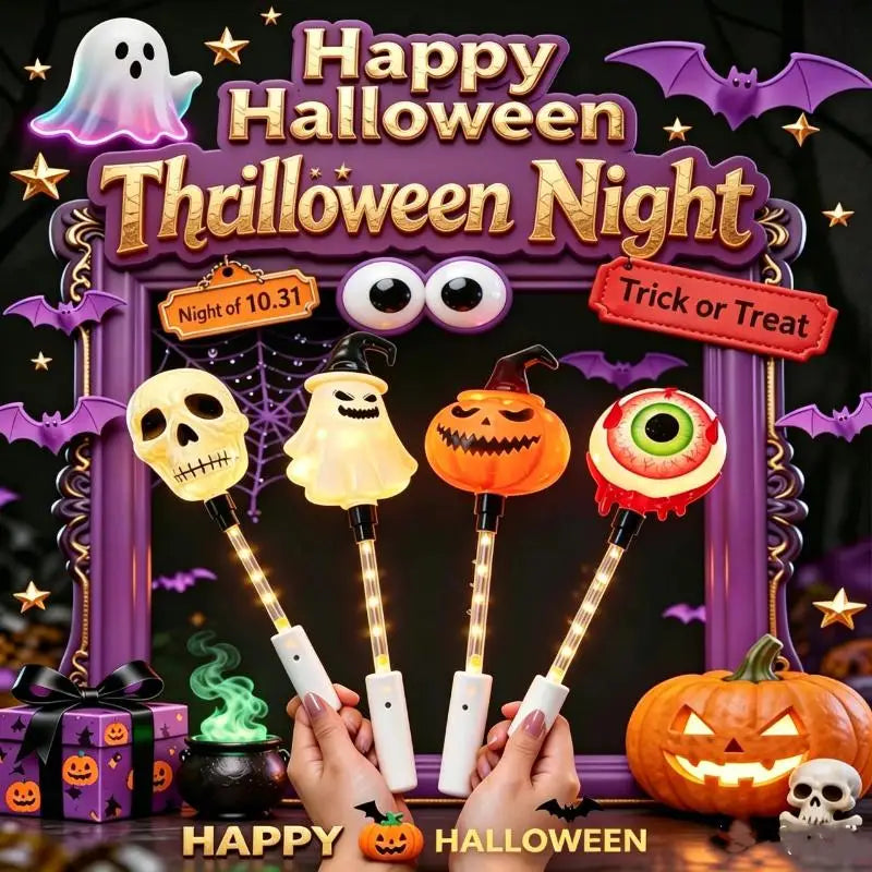 Halloween LED Glow Wands – Flashing Cartoon Kids Party Favors