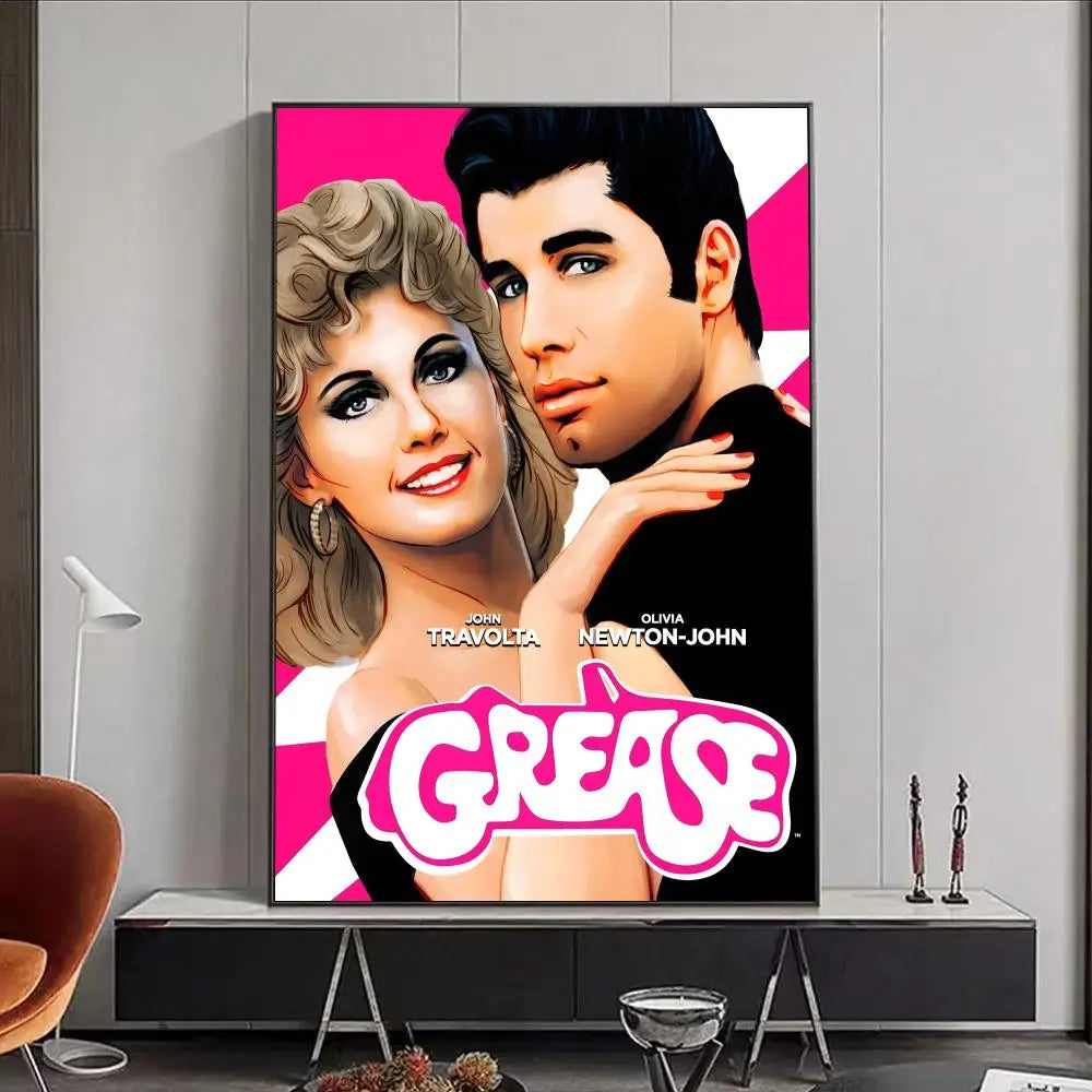 Grease Vintage Movie Poster – Self-Adhesive Waterproof Wall Art Movie Wall Poster Peaceful Pleasures Health and Wellness Black5 30X40cmNoframe