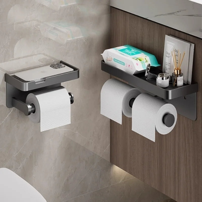Drill-Free Wall Mount Toilet Paper Holder – Waterproof Metal