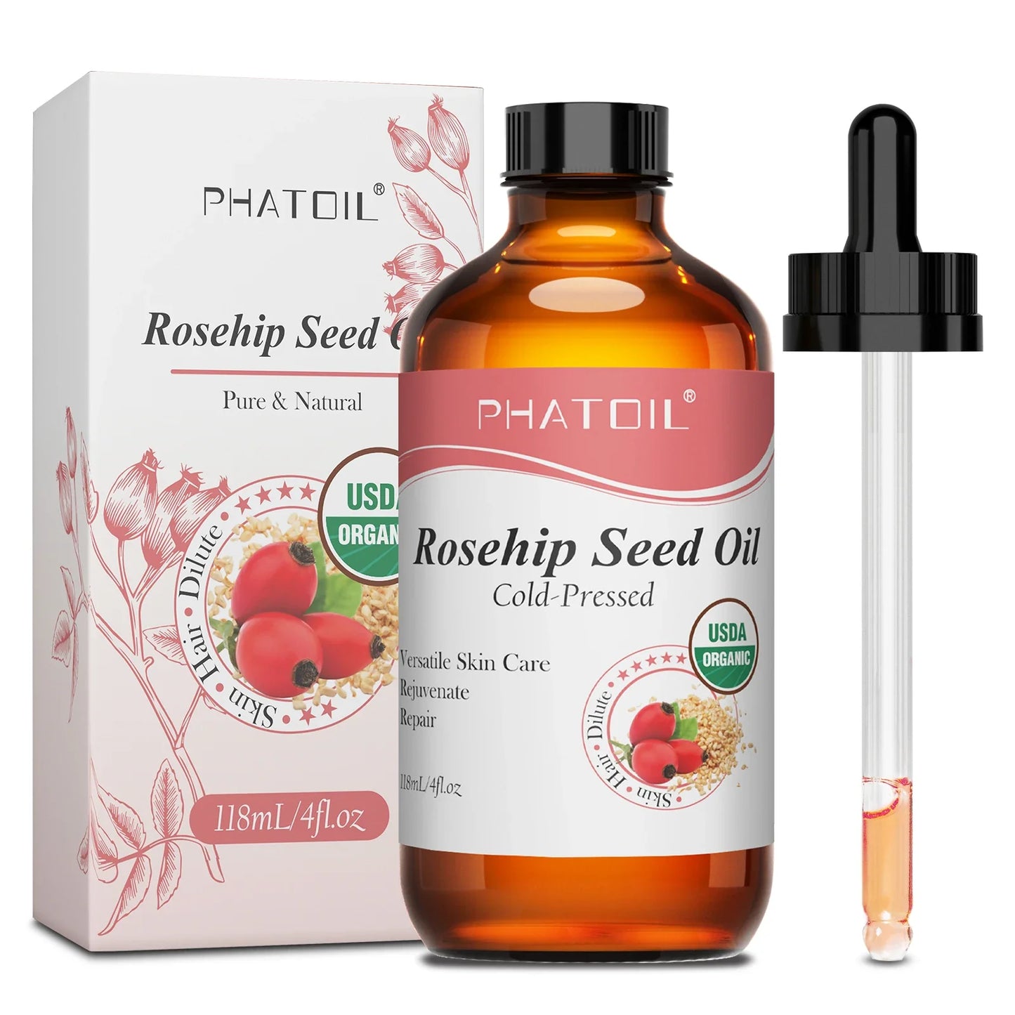 PHATOIL 118ml Organic Jojoba & Rosehip Seed Carrier Oil
