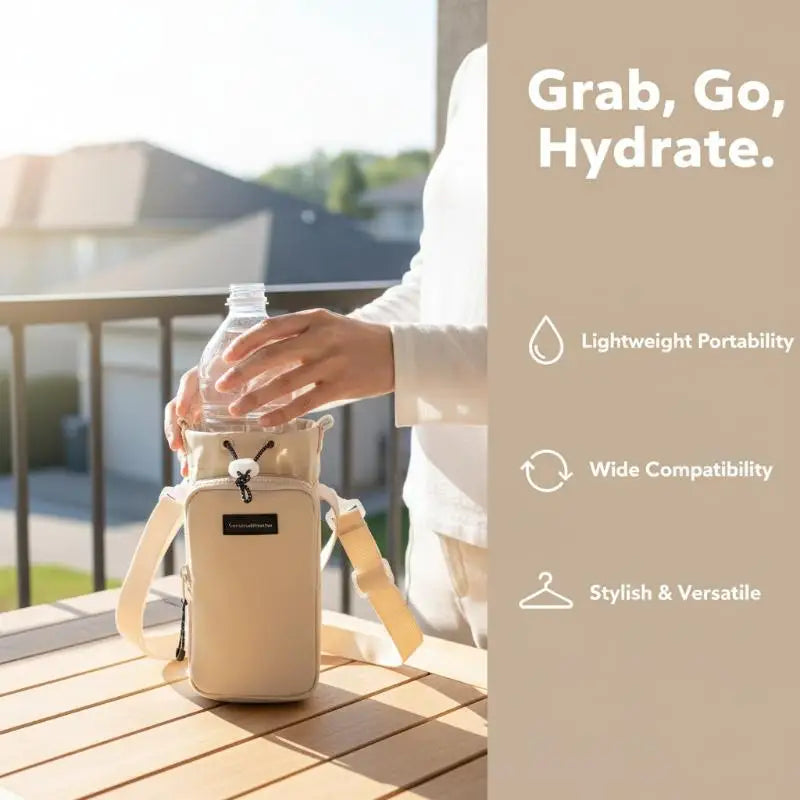 Water Bottle Sling Carrier Bag | Zipper Pocket for Hiking