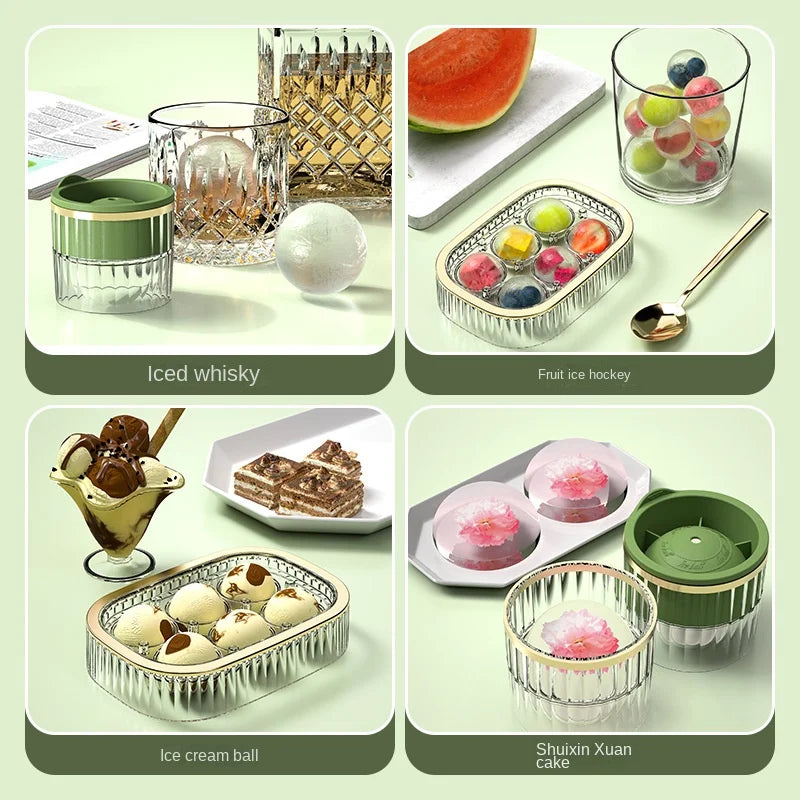 Large-capacity spherical ice box new silicone ice lattice mold food grade household ice mold with cover round ice lattice mold Peaceful Pleasures Health and Wellness