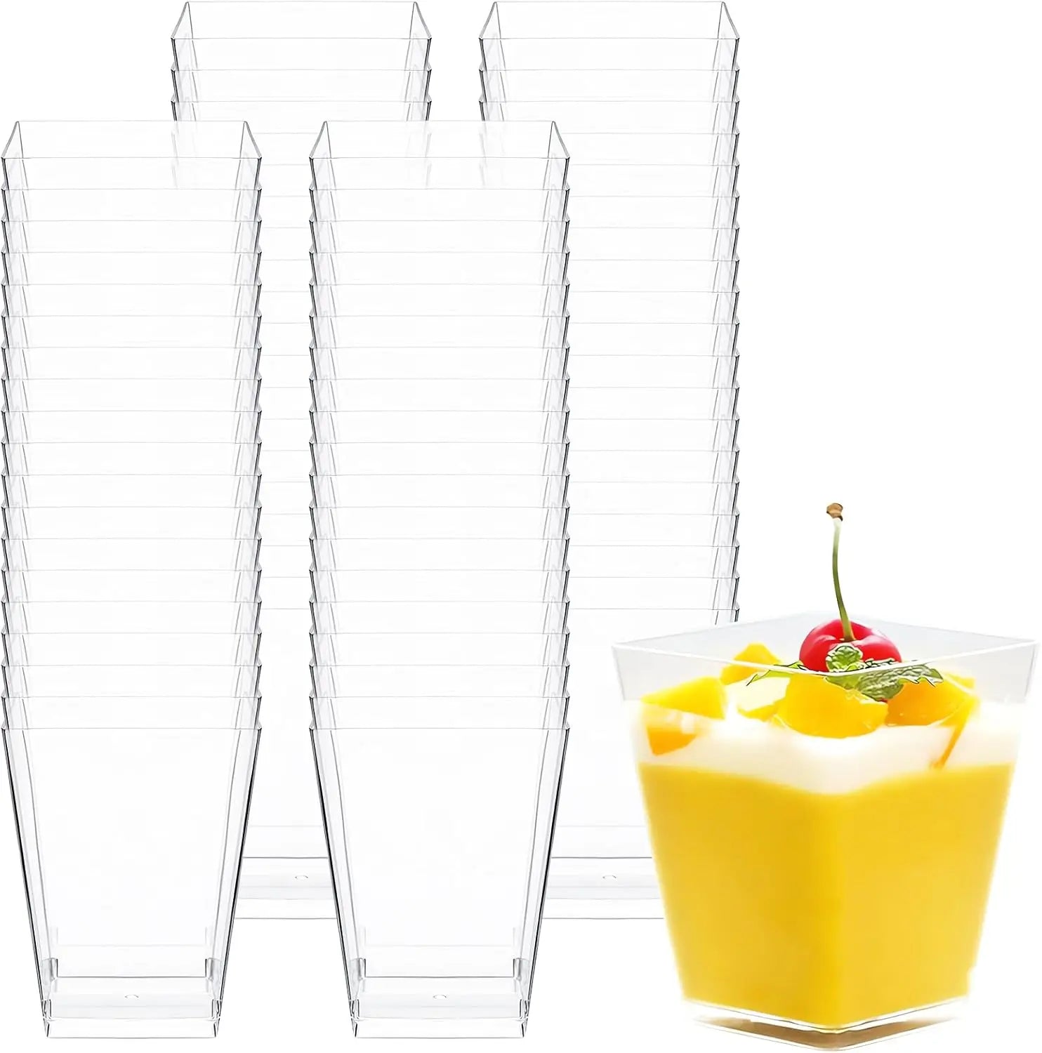 25/50/100 Pack 5oz Mini Dessert Cups Square Tall Clear Plastic Shooters Party Serving Cups for Parfait Puddings Appetizers Peaceful Pleasures Health and Wellness 100Pack5OZ