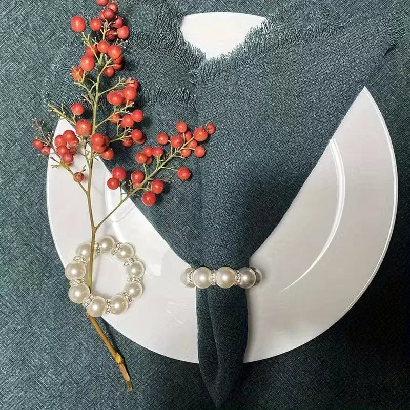Handmade Beaded Pearl Napkin Rings – Wedding & Party Decor