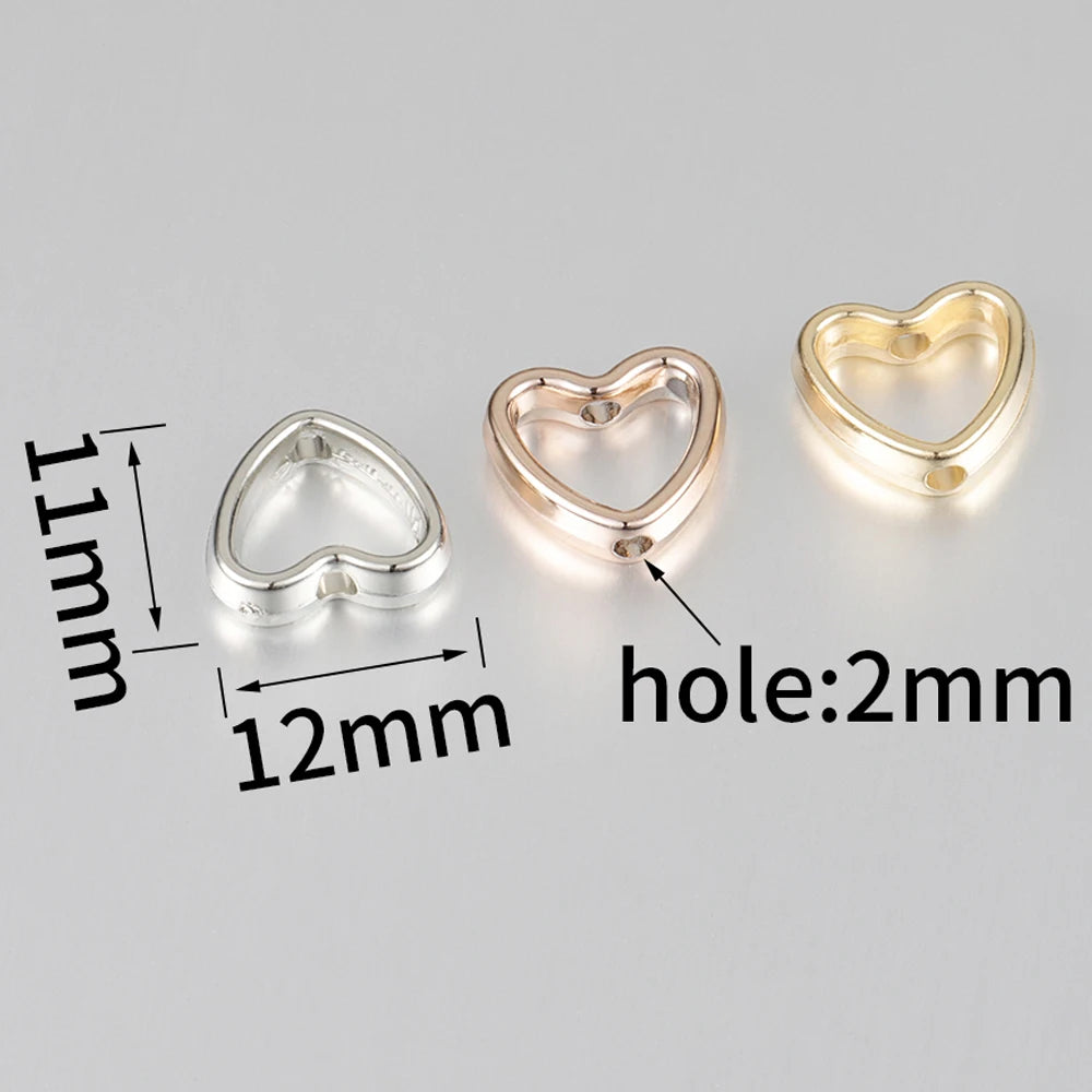 Heart Frame Wrapped Bead Double Stright Hole Spacers Loose Beads