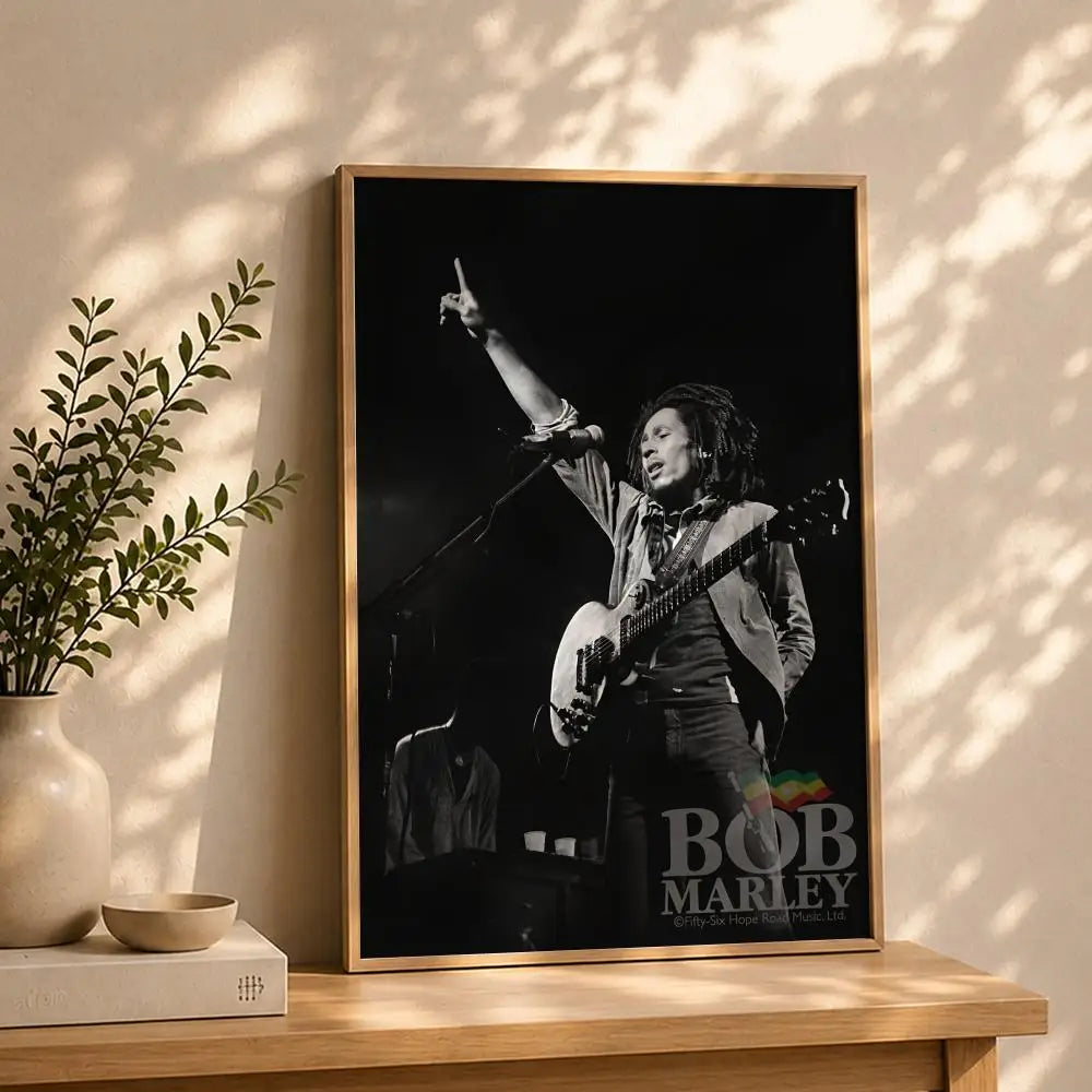 Bob Marley HD Self-Adhesive Waterproof Wall Poster | Home & Dorm Wall Art Poster Peaceful Pleasures Health and Wellness White8 40X50cmNoframe