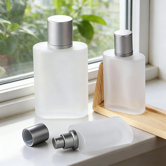 Screw Sandblasted Glass Perfume Bottle Liquid Spray Empty Dispenser Peaceful Pleasures Health and Wellness