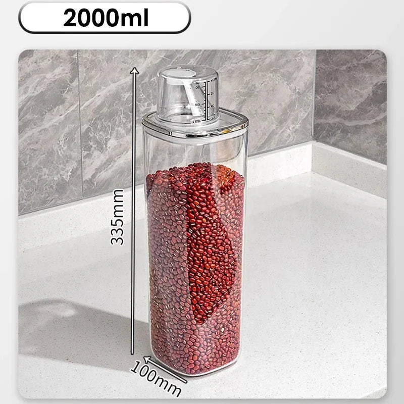 Sealed Jar Food Grade Household Insect Proof Moisture Proof Rice Bucket Flour Dry Goods Storage Grain Miscellaneous Grain Boxes Peaceful Pleasures Health and Wellness 2000ml