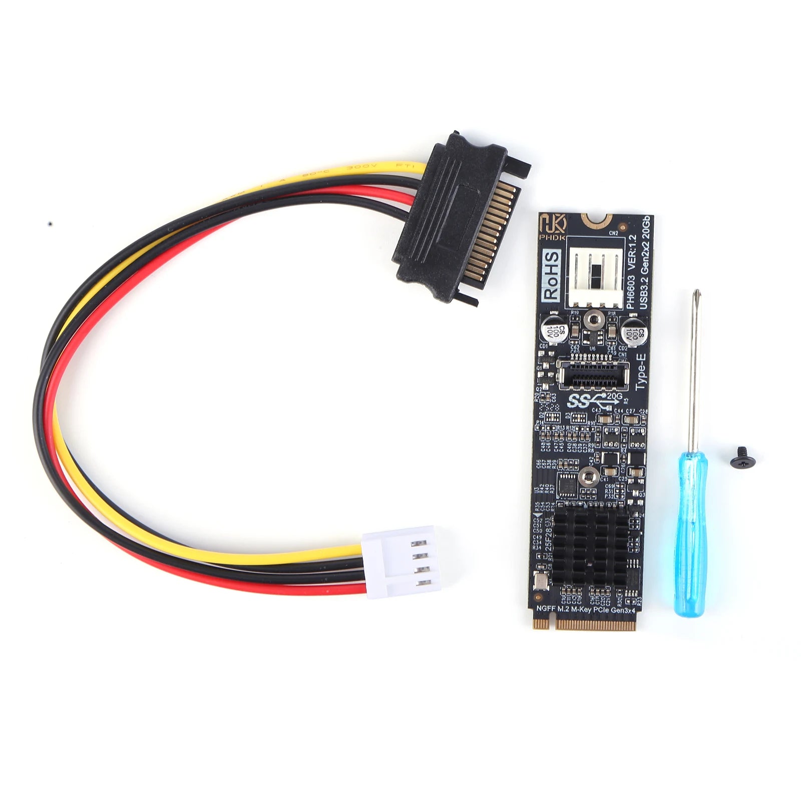 M.2 to TYPE-E Adapter 20Gbps High Speed M.2 M Key NVME PCIe to USB 3.2 Front Panel Expansion Card for Desktop PC Peaceful Pleasures Health and Wellness as show