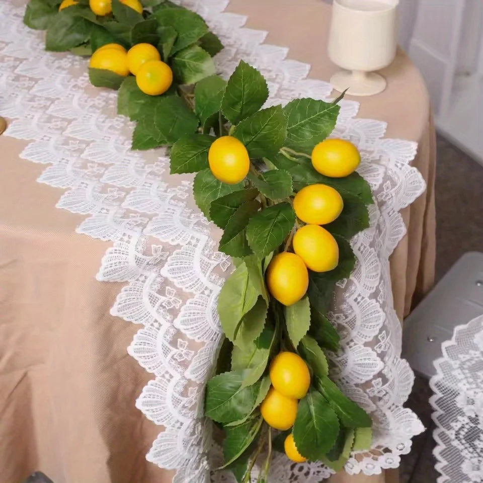 Artificial Lemon Garland Wreath | Faux Lemon Home Decor Artificial Flower Garland Peaceful Pleasures Health and Wellness