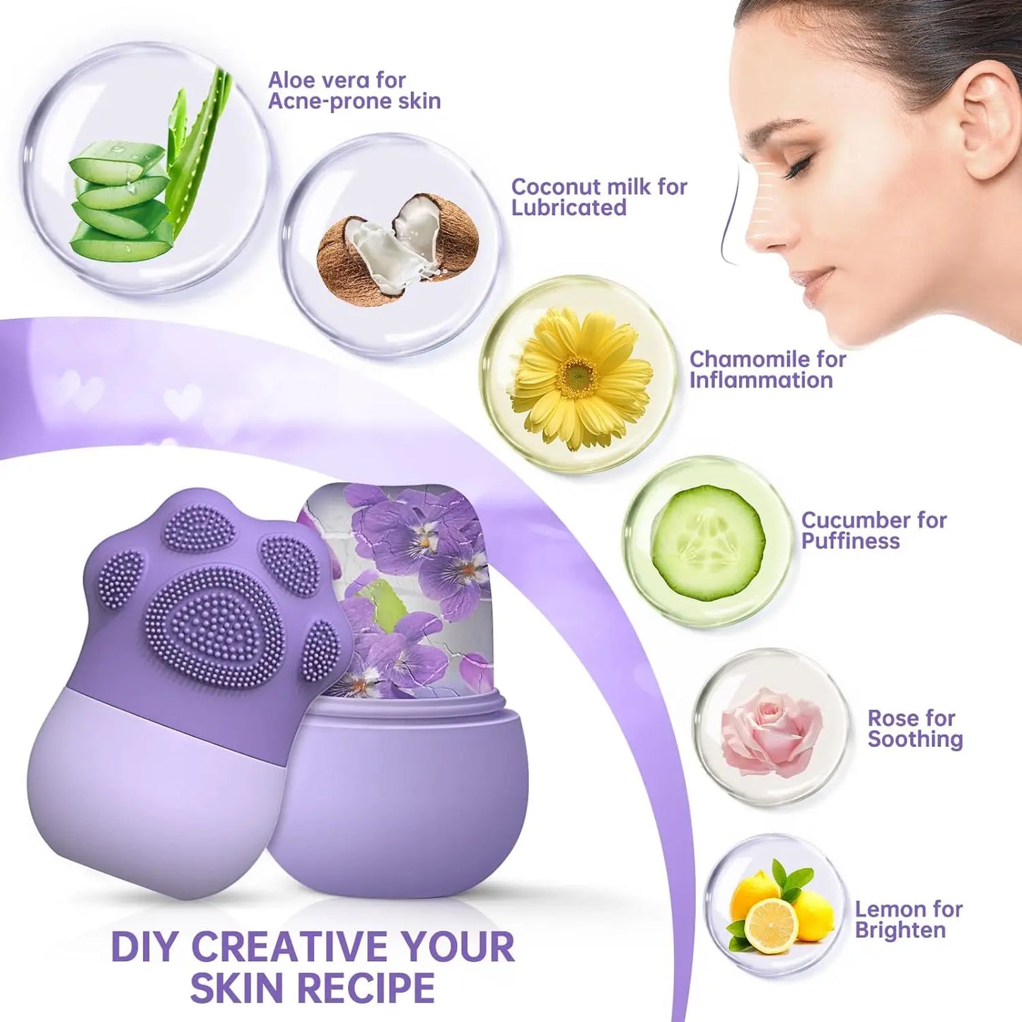 Silicone Facial Ice Roller – Reduce Puffiness & Massage Face