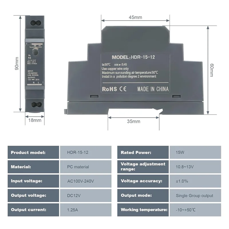 Y51A-HDR 15W Ultrathin Switching Power Supply 12V DIN Rail Mounting Transformer For Home Or Industrial Automation Peaceful Pleasures Health and Wellness