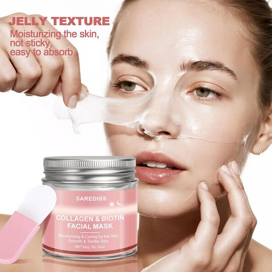 Collagen Overnight Wrapping Peel Off Facial Mask 60g Collagen Night Wrapping Mask Deeply Hydrates Night Care Mask Cream Peaceful Pleasures Health and Wellness