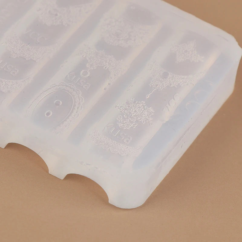 Transparent Lace Nail Mold For Women, Silicone Embossed Design Lace Nail Stencil Professional Manicure Mold DIY Crafts Daily Use Peaceful Pleasures Health and Wellness