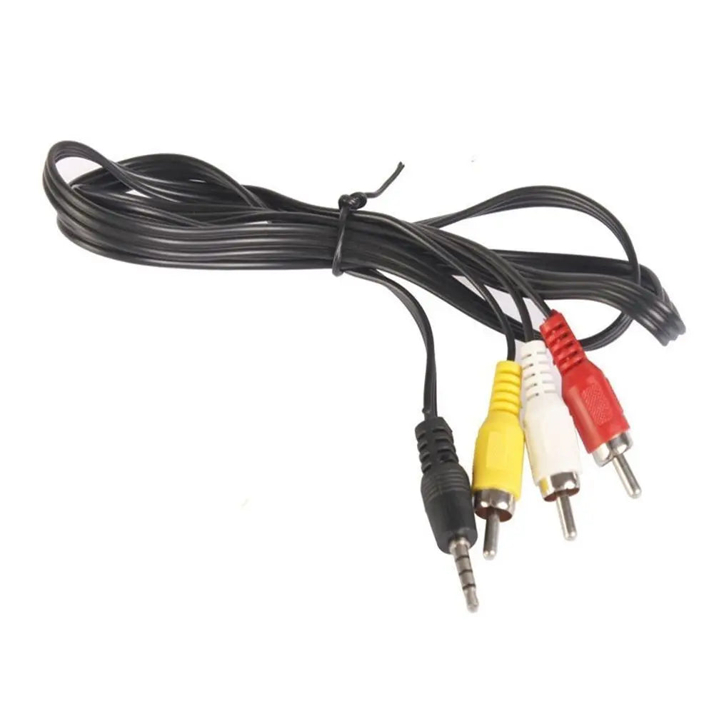 Black RCA Male Plug Adapter Converter Cord 3.5MM Jack To RCA Wire AV Audio Cable Video Cables Peaceful Pleasures Health and Wellness