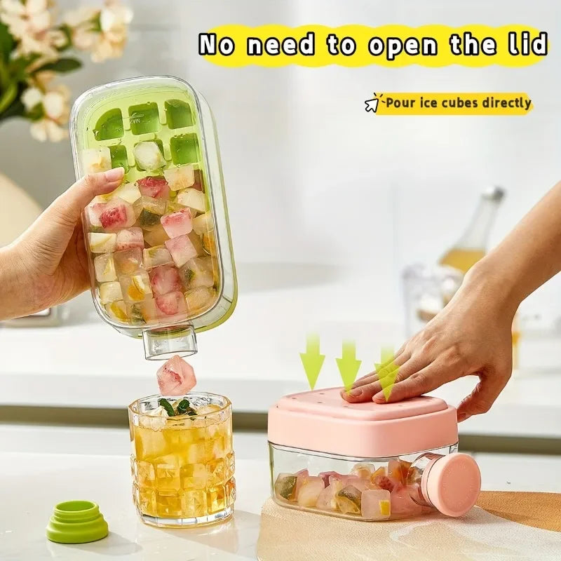 Stackable Ice Cube Tray with Lid & Bin – 800ml Food-Grade