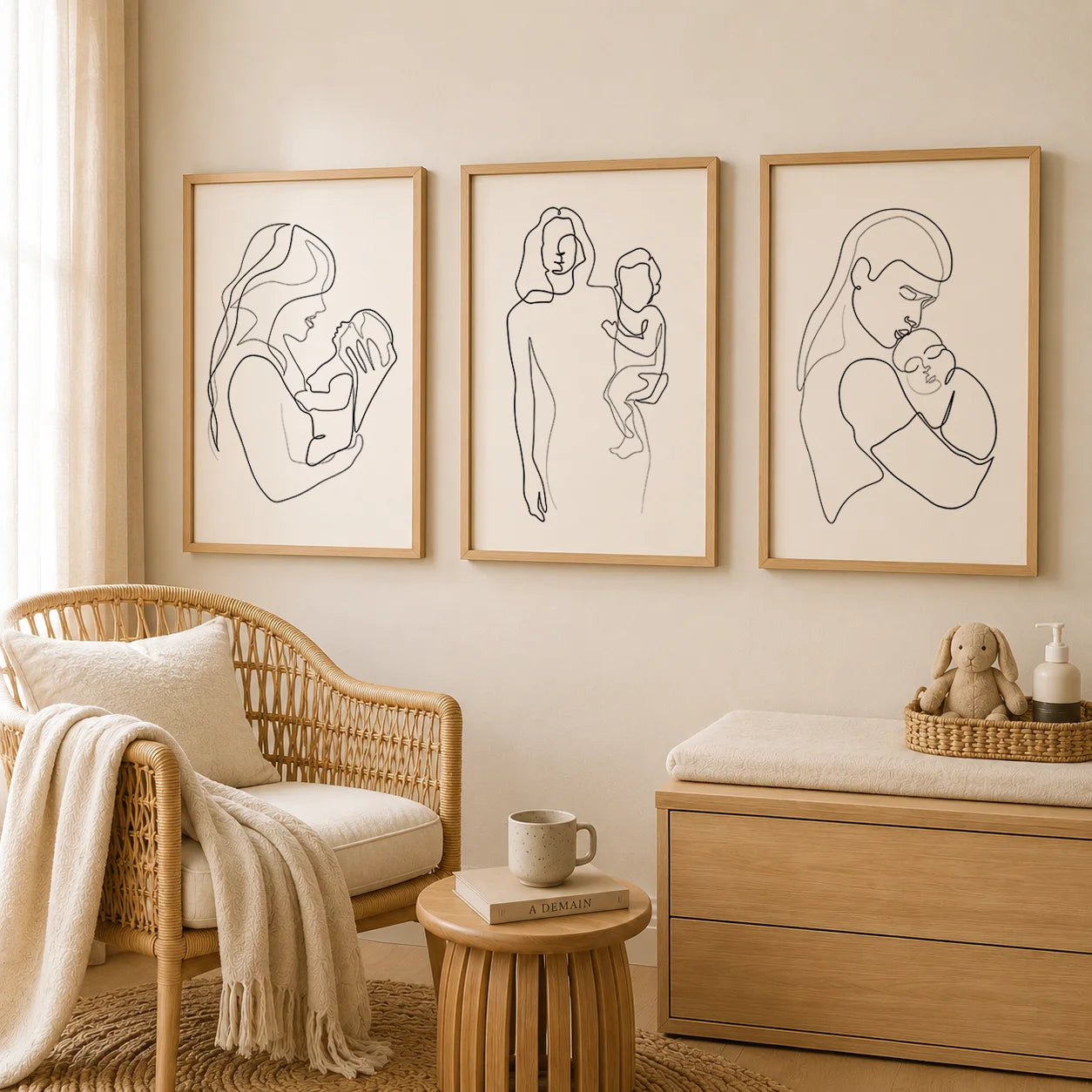 Nordic Mother & Baby Abstract Canvas Wall Art | Minimalist Print Canvas Wall Art Peaceful Pleasures Health and Wellness