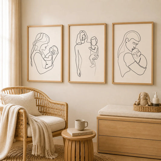 Nordic Mother & Baby Abstract Canvas Wall Art | Minimalist Print Canvas Wall Art Peaceful Pleasures Health and Wellness