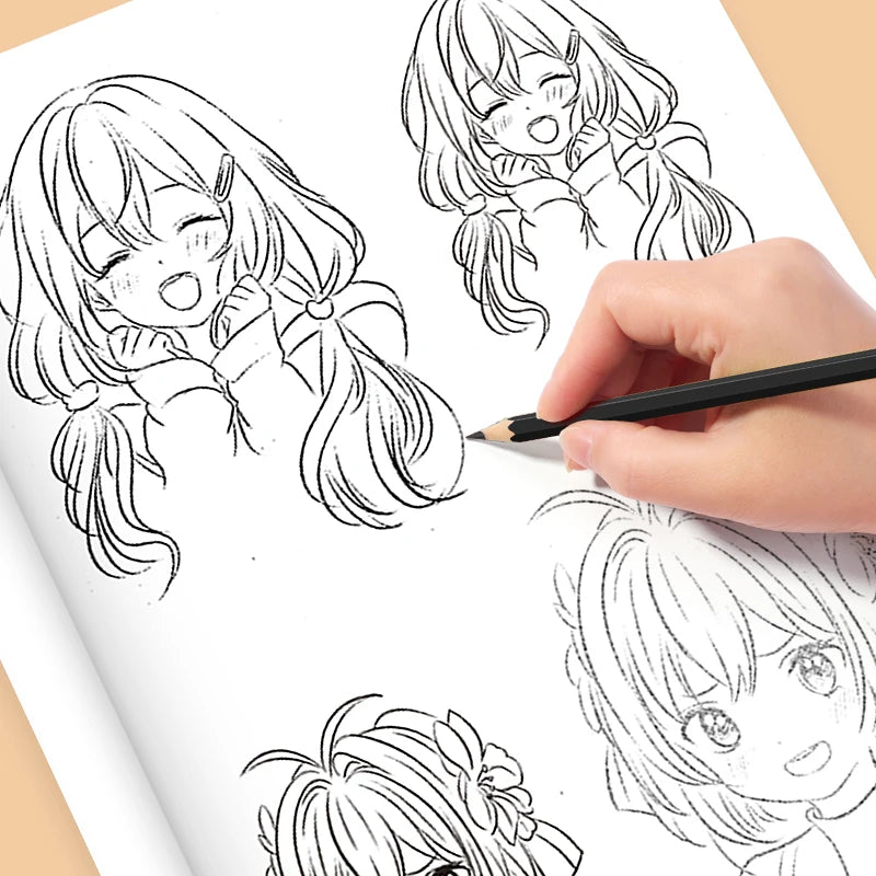 Comic Drawing Book Girls 32 Pages Cartoon Art Sketch Beginners Step