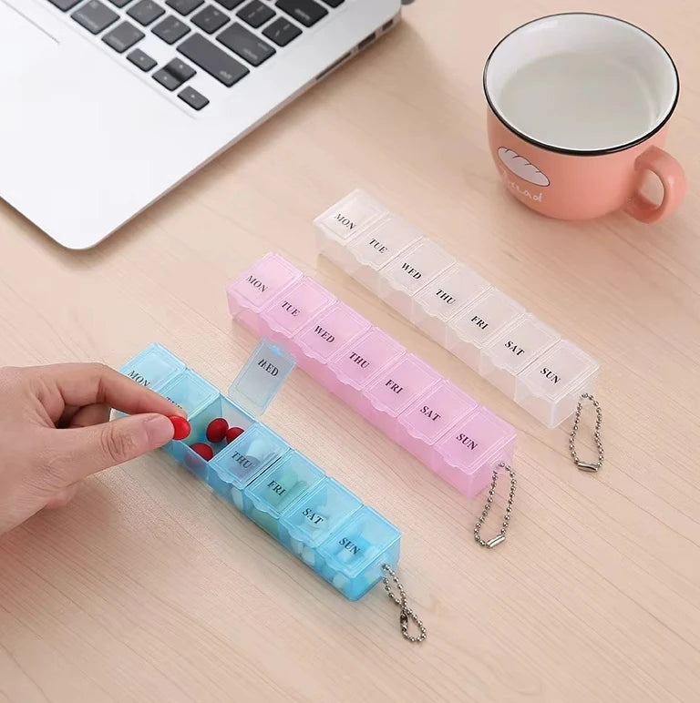 7 Days Pill Medicine Box Weekly Tablet Holder Storage Organizer Container Case Pill Box Splitters 3 Colors Pill Case Organizer Peaceful Pleasures Health and Wellness 1PC Random Color